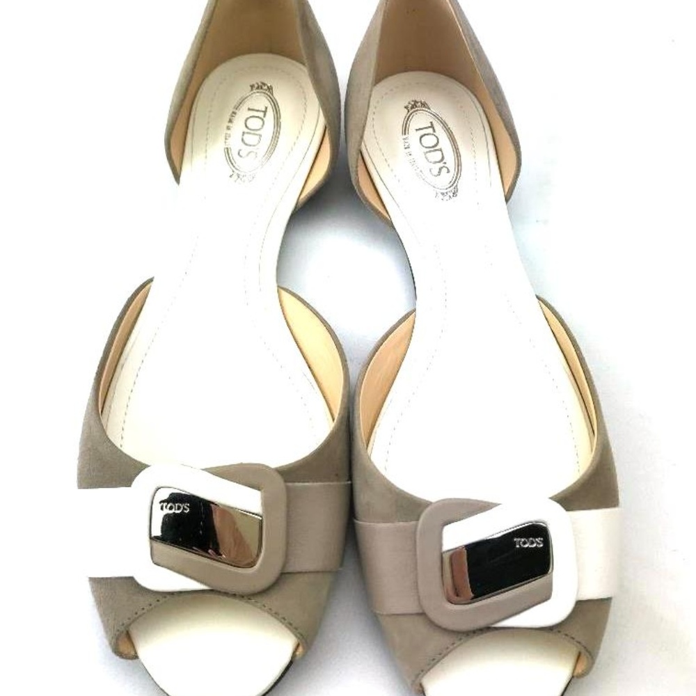 TOD'S Open Toe Cutout Flats in 100% Italian Suede - Picture 3 of 7
